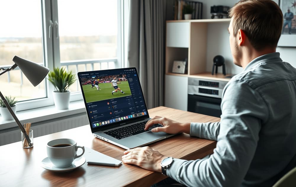 Person som sjekker odds på nye bettingsider på bærbar PC.